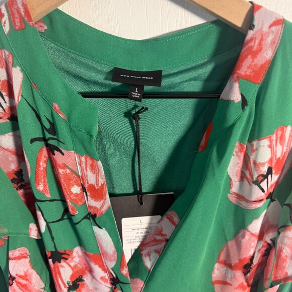NWT - Who What Wear - Kelly Green Floral Midi Dress - Size Large - Picture 3 of 3